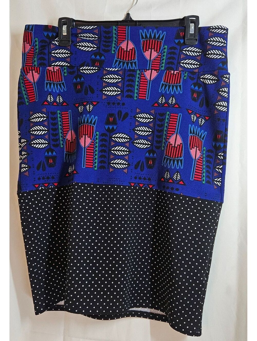 LuLaRoe Cassie Pencil Women's Skirt Size Small Blue and Black Patterned